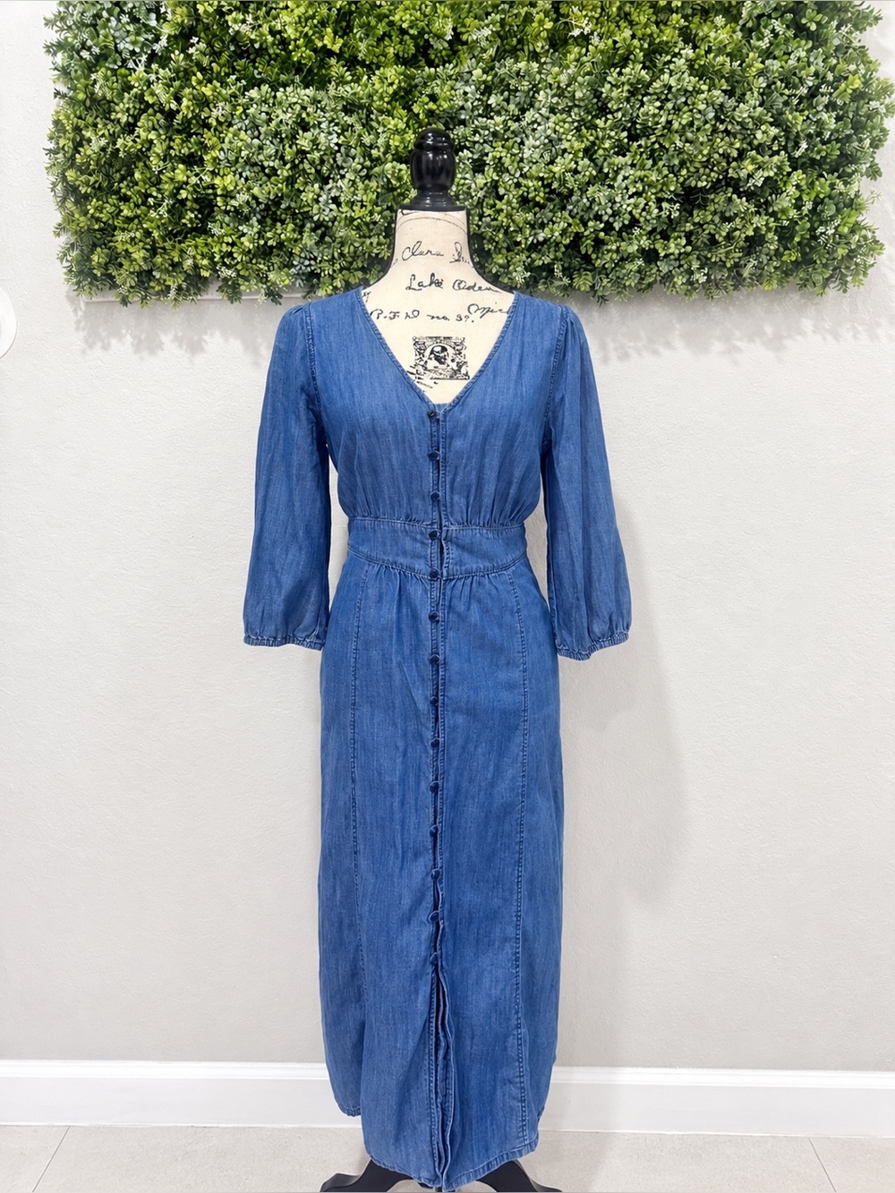 Madewell Blue Chambray Denim Button Front Maxi Dress Size 6